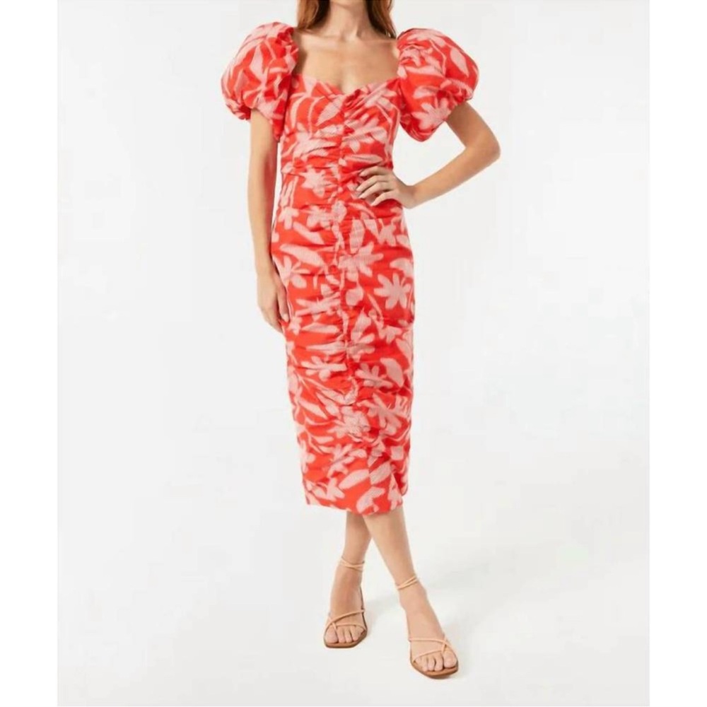 NEW‎ RHODE Tessa Dress in Optical Floral Size 2 Puff Sleeves